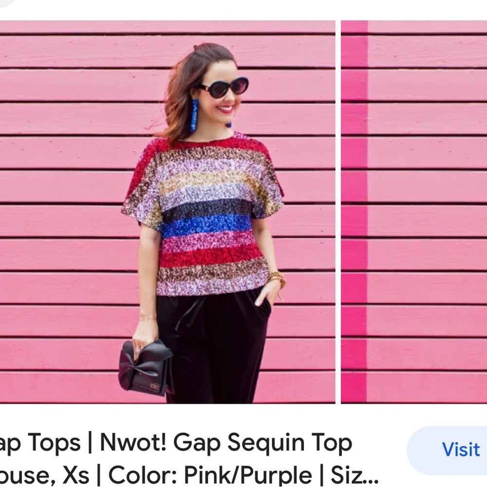 GAP NWOT❗️2017 Vintage Sequin Striped Dolman Sleeve Top - Picture 9 of 9